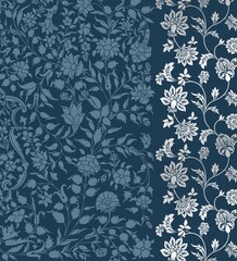 wedding card design, traditional paisley floral pattern , royal India	