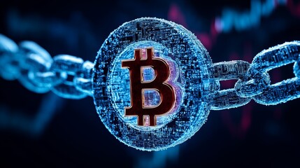 Bitcoin Cryptocurrency Chain Link 3D Render