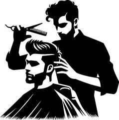  illustration of barber shop silhouette