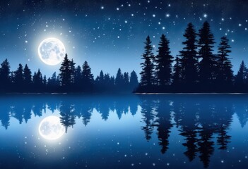 captivating moonlit nighttime landscapes showcasing serene views tranquil nature scenes, moonlight, stars, silhouette, sky, beauty, light, darkness, river
