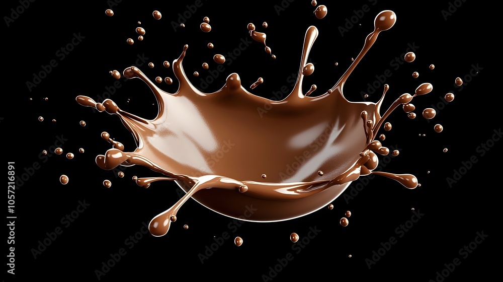 Poster liquid chocolate elegance - captivating drips and splashes of cocoa in artistic motion close-up stud