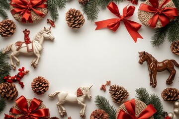 Fototapeta premium set of New Year's toys on a white background, 