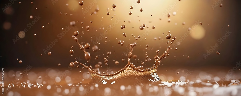 Poster indulgent cocoa drink splash - captivating close-up of high-speed droplets with rich aroma and luxur