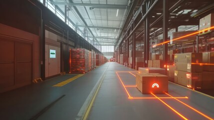 Obraz premium Autonomous parcel management using AR and AI for efficient sorting, packing, and last-mile logistics