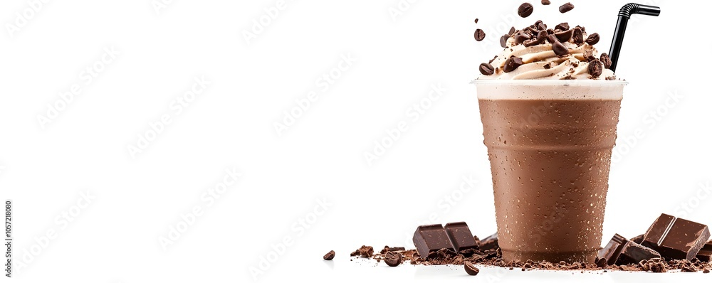 Poster dynamic chocolate splash - captivating cocoa with frothy top close-up studio shot showcasing bold fl