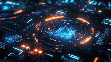 Obraz premium High-tech digital interface with holographic data visuals, representing cutting-edge data science and analytics