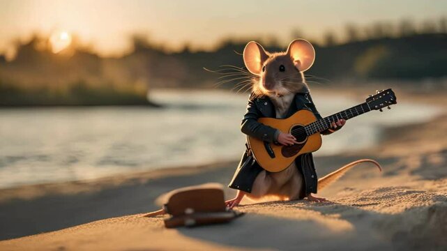 This little mouse steals the show with its oversized guitar and infectious energy! Rocking out on stage, it&rsquo;s impossible not to smile at its hilarious antics and adorable rockstar attitude.