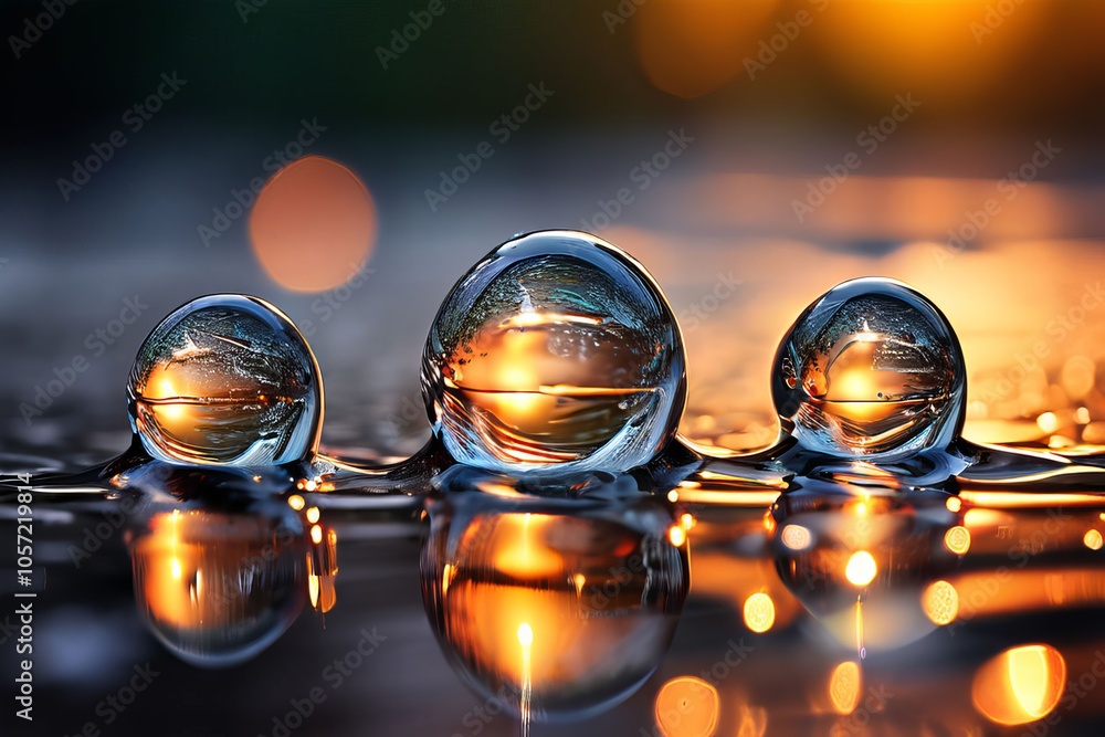 Poster droplets with varying levels of reflectivity some shiny some mat
