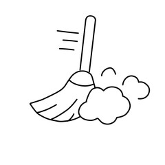 Cleaning kit outline icons set vector