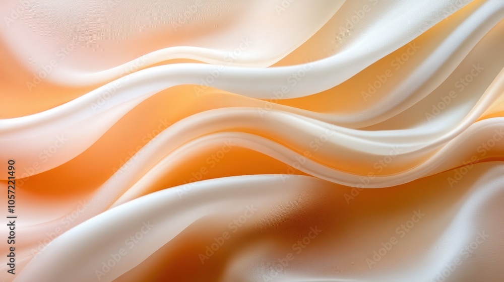 Poster elegantly flowing fabric presented in shades of cream and gold, displaying soft and harmonious folds