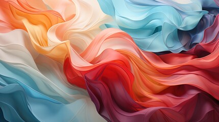 Obraz premium A vibrant, flowing abstract design with soft, wavy layers in various colors.