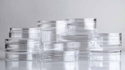 Obraz premium Clear cosmetic containers made from recycled plastic, elegant and modern