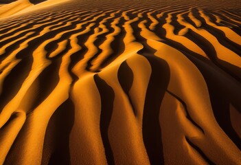 dramatic shadows creating intricate patterns across expansive desert dunes during golden hour, ambient, atmospheric, beautiful, blue, bright, capacity