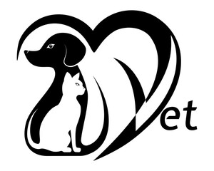 veterinary clinic pets cats and dogs logo for your business or company vector illustration isolated on white background