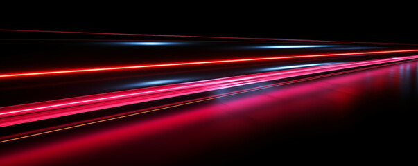 Illustration of a red glowing light effect on black background. Abstract gradient lines with lens flare. Perfect for Wallpapers, Posters and Thumbnails.