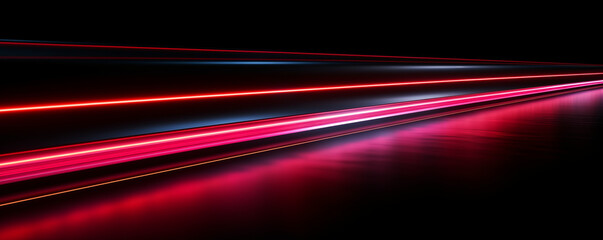 Illustration of a red glowing light effect on black background. Abstract gradient lines with lens flare. Perfect for Wallpapers, Posters and Thumbnails.
