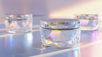 Crystal jar cosmetic packaging with a sleek, luxury finish and premium feel