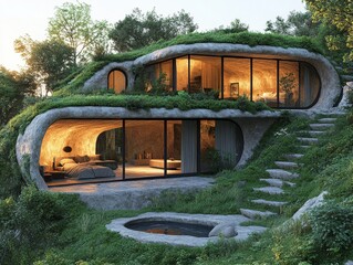 Innovative Underground House Design with Earth-Covered Roof and Integrated Landscaping