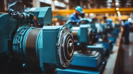 Fototapeta premium Exploring industrial machinery a close-up on modern equipment in action at a manufacturing facility