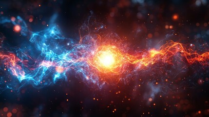 Two particles ready to collide.Particles collision Astrophysics concept.