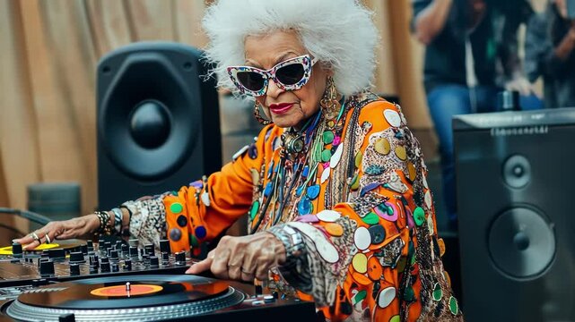 Stylish Senior DJ in Action