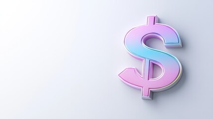 Obraz premium 3D Shiny Dollar Sign Pastel Pink Blue Gradient Finance Icon