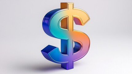 Obraz premium Colorful 3D Dollar Sign Symbol Finance Money Currency Business