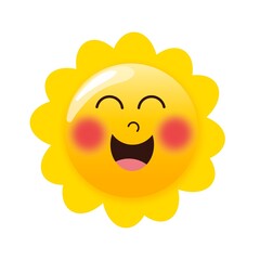 Cute yellow sun vactor image , yellow sun cartoon character.