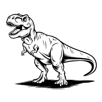 black and white t-rex standing clip art preview
