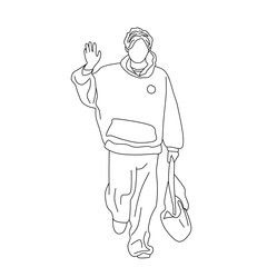 sketch of a flat style drawing of a Korean idol