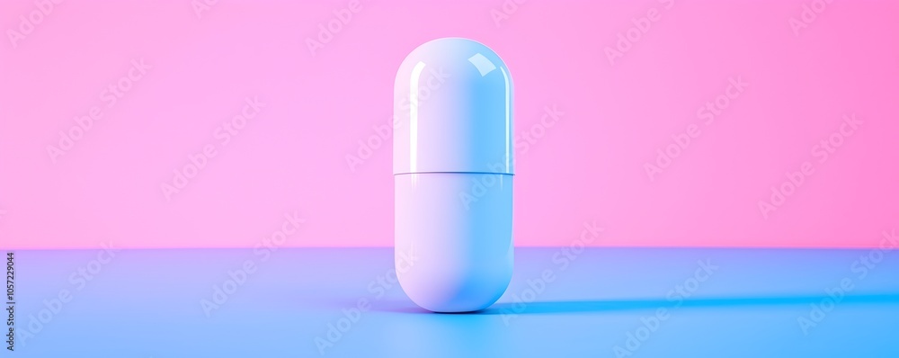 Poster futuristic floating bottle - sleek minimalist design with soft glow on vibrant background for modern