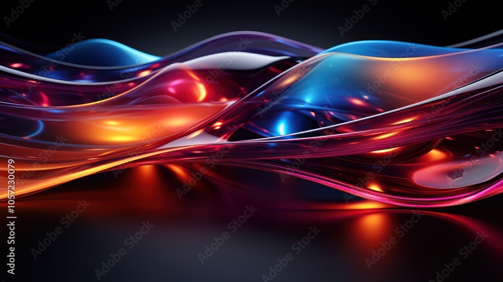 Poster abstract waves of light and color create a dynamic and fluid visual experience.