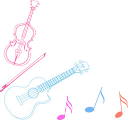 Naklejka premium Music design. Violin, guitar and musical notes. For concert, music, stickers, t-shirts.