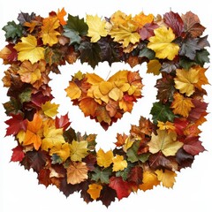 Fototapeta premium Heart-Shaped Autumn Leaf Garland Creation