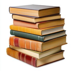 Books Stacked in Chaos on White Background