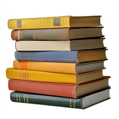 Naklejka premium Colorful Stack of Books on White Background