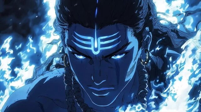shiva Hindu deity animated with energy effects Generative AI 