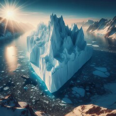 Iceberg Floating in Arctic Waters