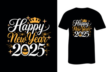 Happy New Year typography t-shirt design Illustration