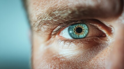 Fototapeta premium A rich and vibrant eye image focusing on the delicate blue hues and fine details of an iris, encapsulating focus and curiosity in a dynamic way.