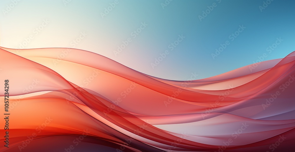 Sticker abstract waves in warm colors create a serene and modern background.