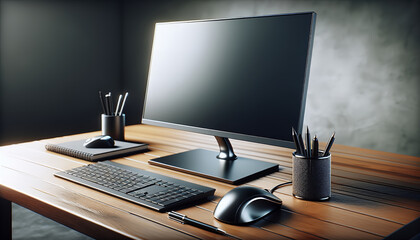 A person sits at a wooden desk interacting with a futuristic holographic interface. The holograms display various icons symbolizing global connectivity and data exchange. This image captures the essen