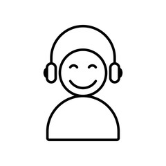 headset glyph icon, line vector isolated on white background. trendy and modern design