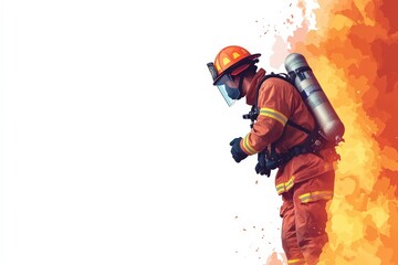 Fototapeta premium Isolated Firefighter Character Illustration on White Background