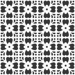Four-leaf flower element. Mosaik seamless pattern. Modern outline shape geometric flowers pattern. 