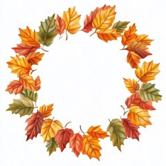 Autumn Leaves Framed in Circular Arrangement