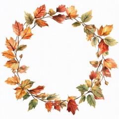 Autumn Leaves Round Frame Design