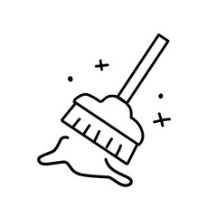 housekeeping cleaning line icons set
