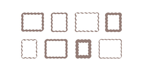 Geometric classic frame set in minimal style. Rectangular wavy framing. Vector shape for interior decor and design, packaging, labels, postcards, invitations.