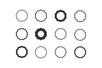 Round design frame set. Circle line decorative element. Vector frames for logo packaging, labels, postcards, invitations, social media post.